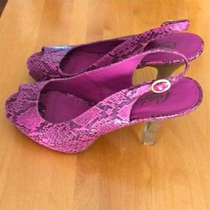 Candie's Snake Skin Pink Heels